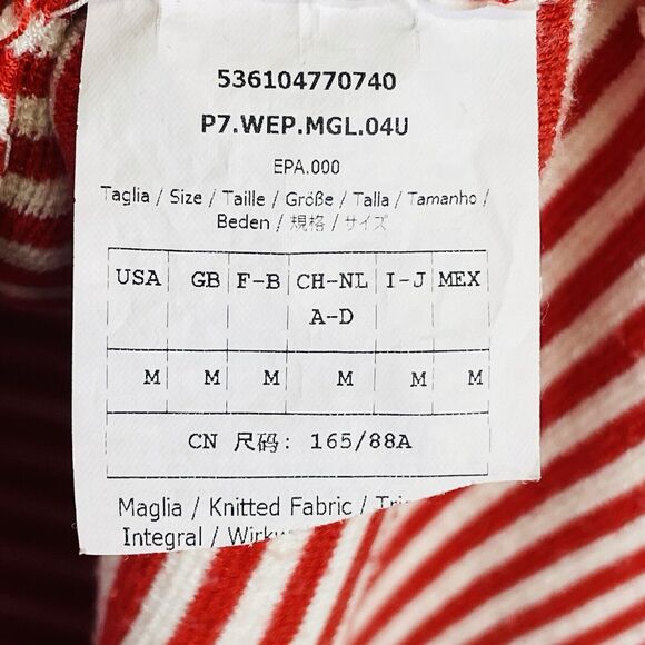 MaxMara‎ Weekend Red White Stripe Lap Shoulder Boatneck Sweater Women's Medium - Picture 5 of 6